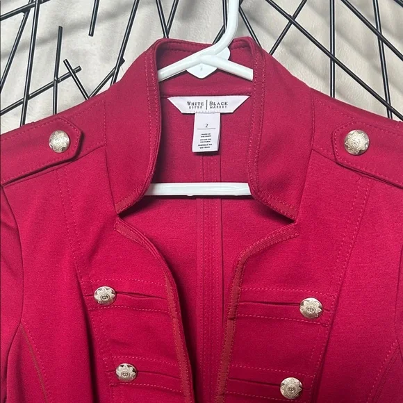 White House Black Market Red Military Blazer - Picture 4 of 6
